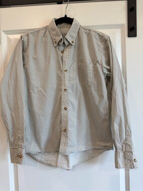 Boys Button-Down Shirt in Cream with Microdot Print